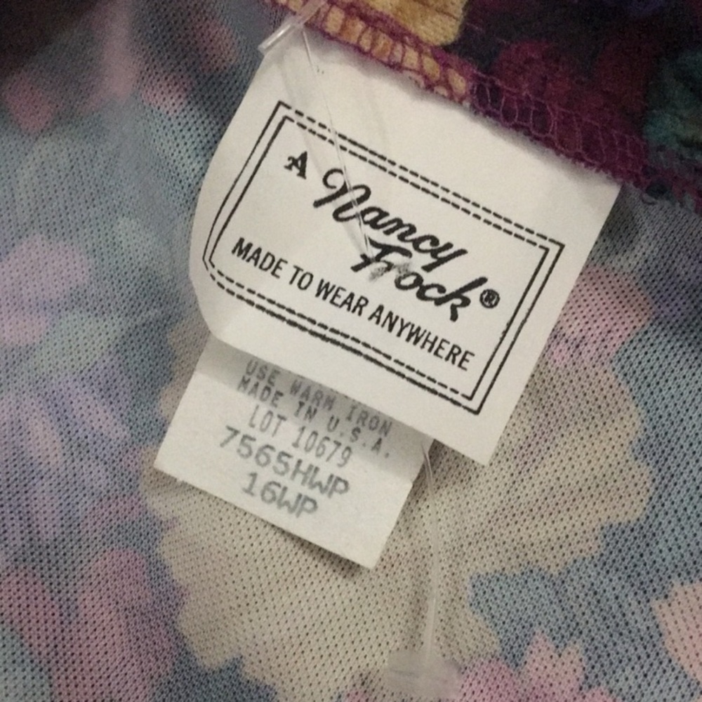 RARE NWT Vintage Nancy Frock 1970’s Floral Long Sleeve Dress, Size 16P Colorful - Picture 9 of 14